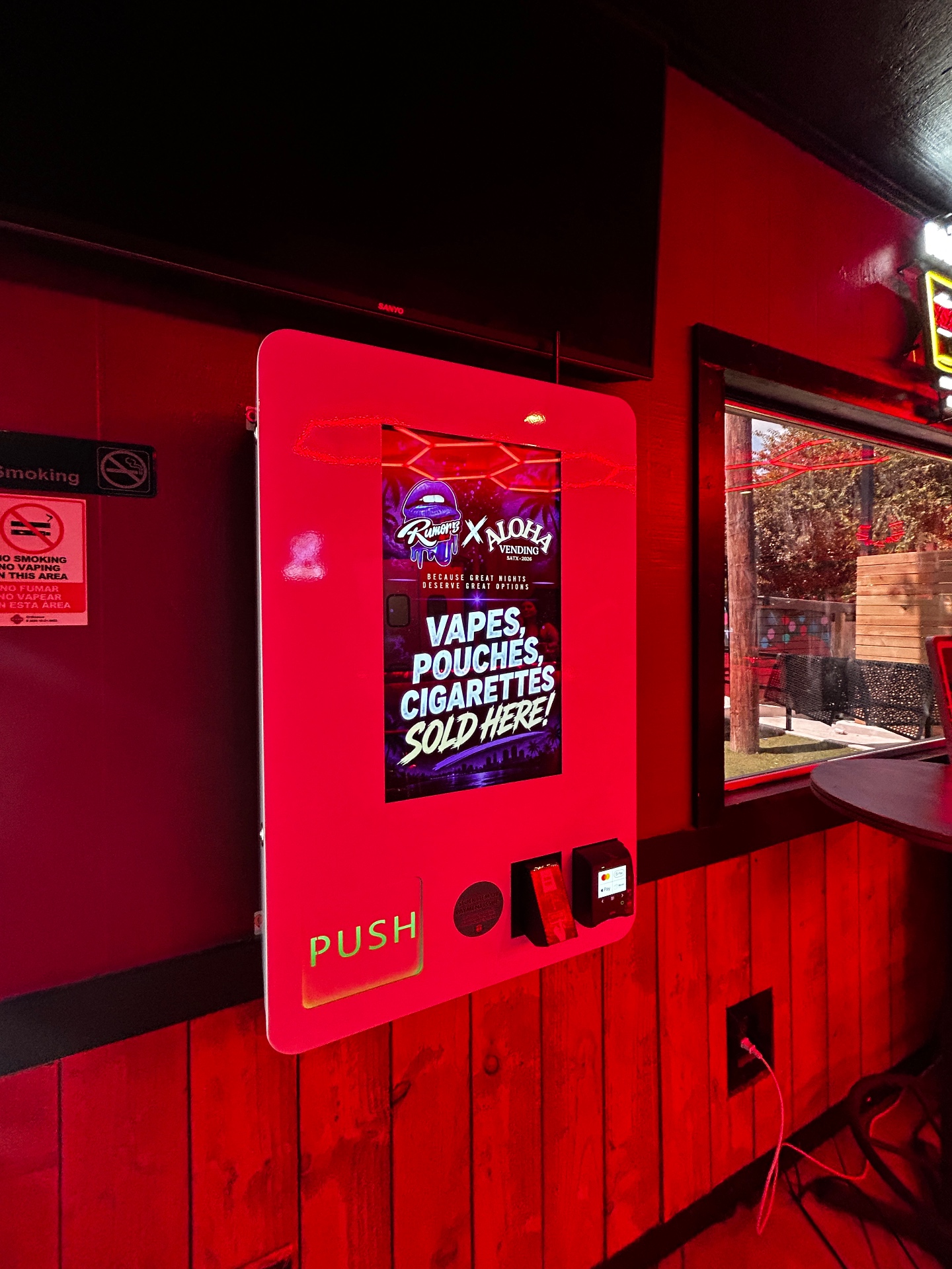 Aloha Vending machine installed at Rumor's Bar